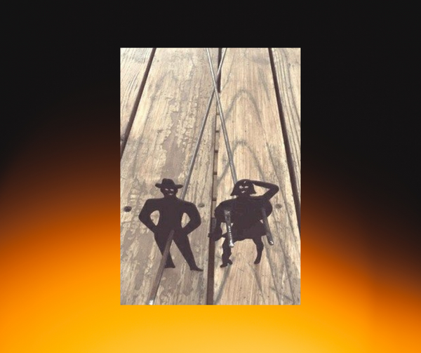 Stainless Steel Cowboy Couple Weiner and Marshmallow Roasting Sticks; set of 2