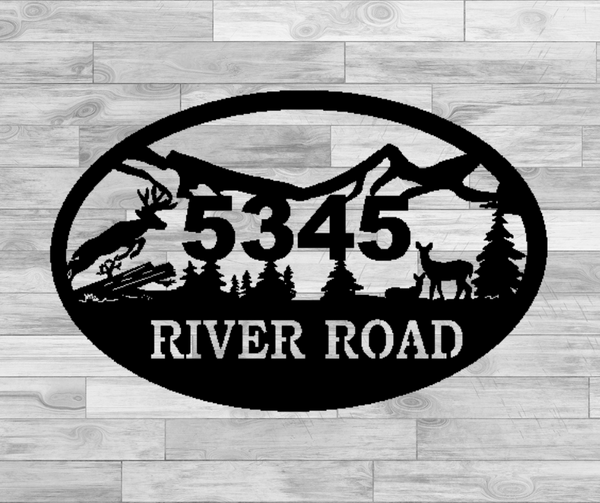 Deer Oval Address Sign