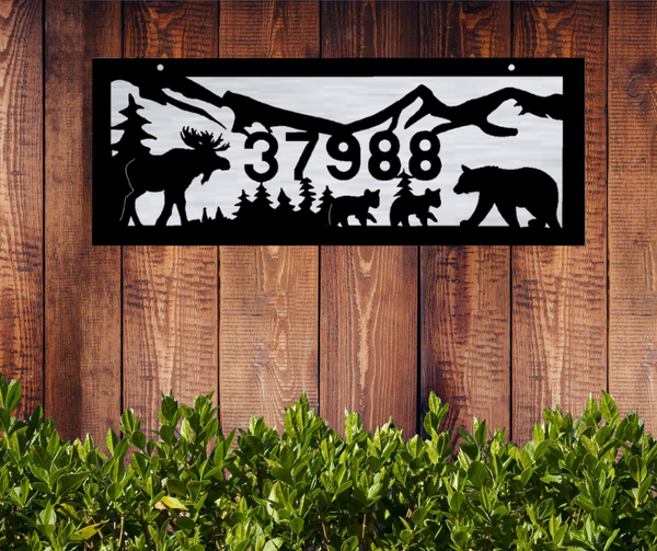 Wildlife - Moose and Bear Address Sign