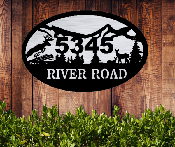 Deer Oval Address Sign