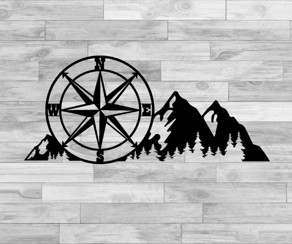 Mountain Range Compass Medallion
