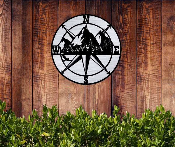 Mountain Range Compass Wall Decor