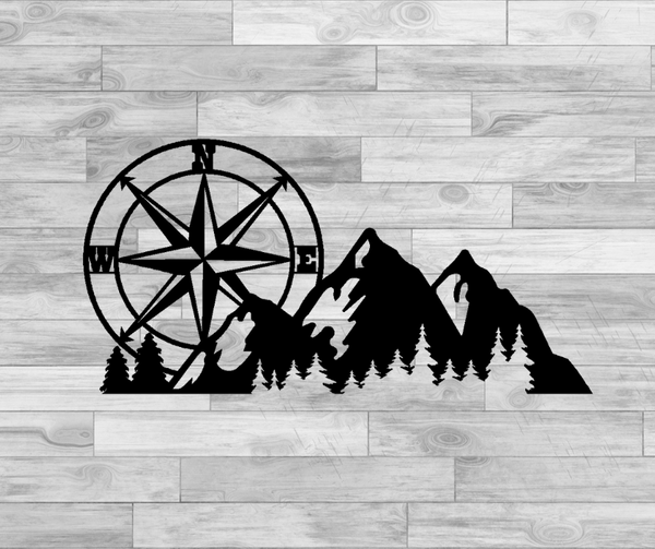 Mountain Range Compass Medallion