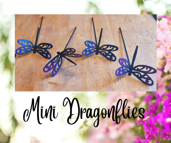Mini Dragonfly Garden Stakes - Set of 5