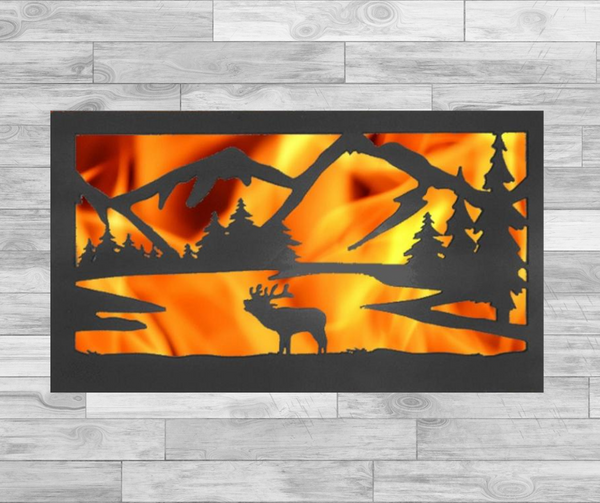 Mountain Elk- Hexagonal Bowl Fire Panel