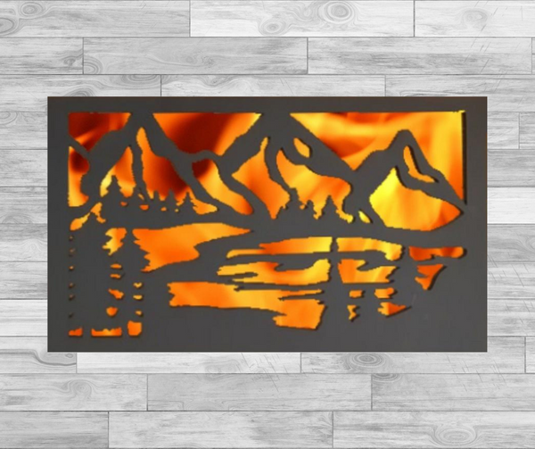 Mountain Lake- Hexagonal Bowl Fire Panel
