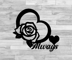 Always Rose and Heart Design Wall Decor