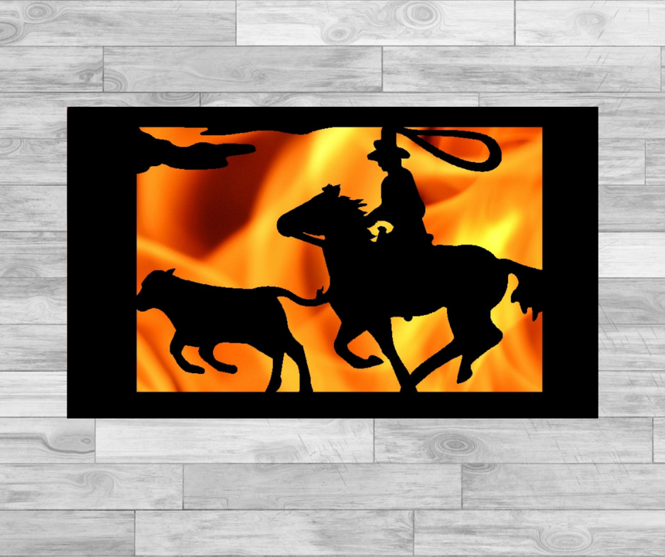 Calf Roping Rodeo Fire Panel