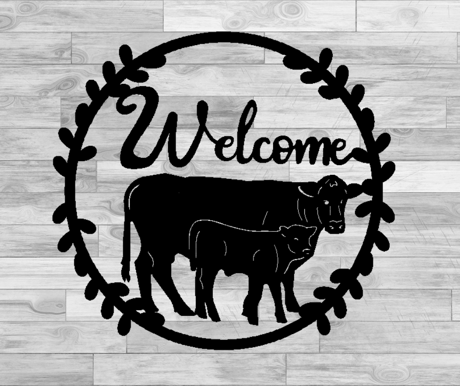cow welcome sign