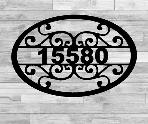 Wrought Iron Look Oval Address