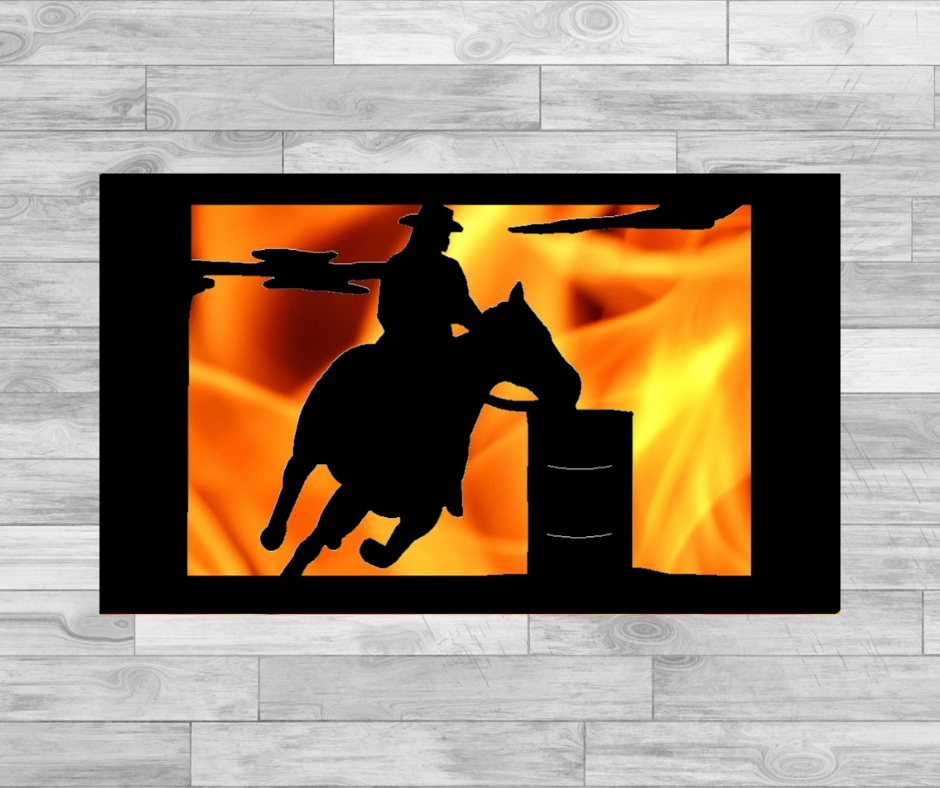 Cowboy Rodeo Barrel Racer- Elevated Fire Panel